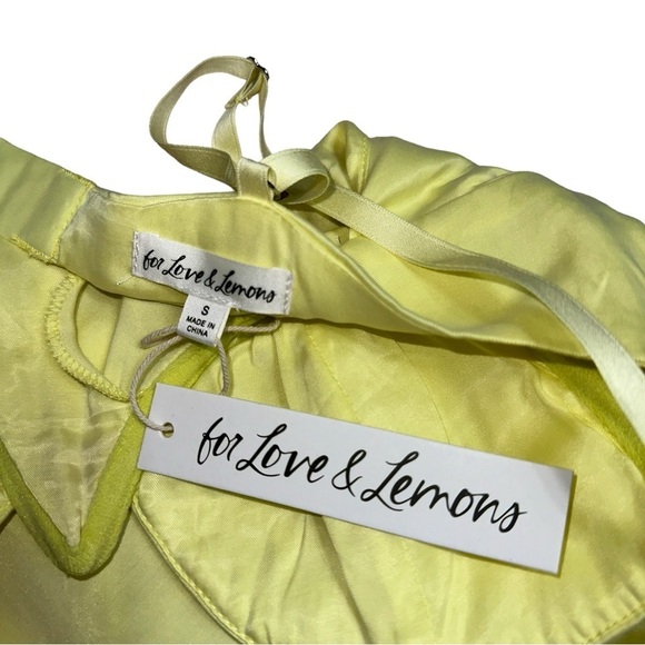 For Love & Lemons Yellow Ruched Rana Mini Dress US S - Picture 9 of 12